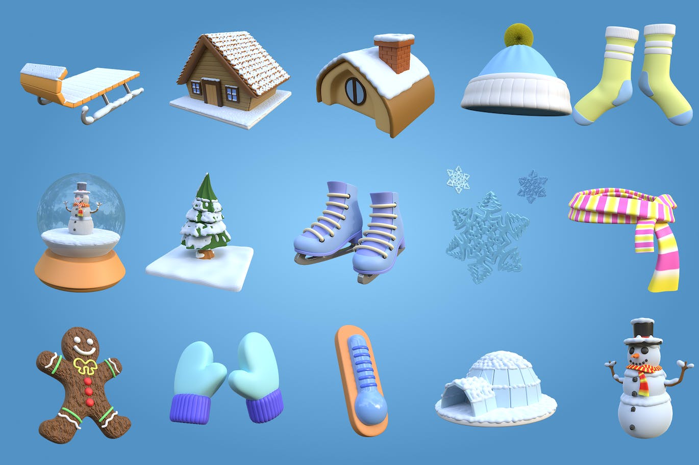 3D冬天冬季插画素材v1 3D Winter Season Vol 1 设计素材 第4张