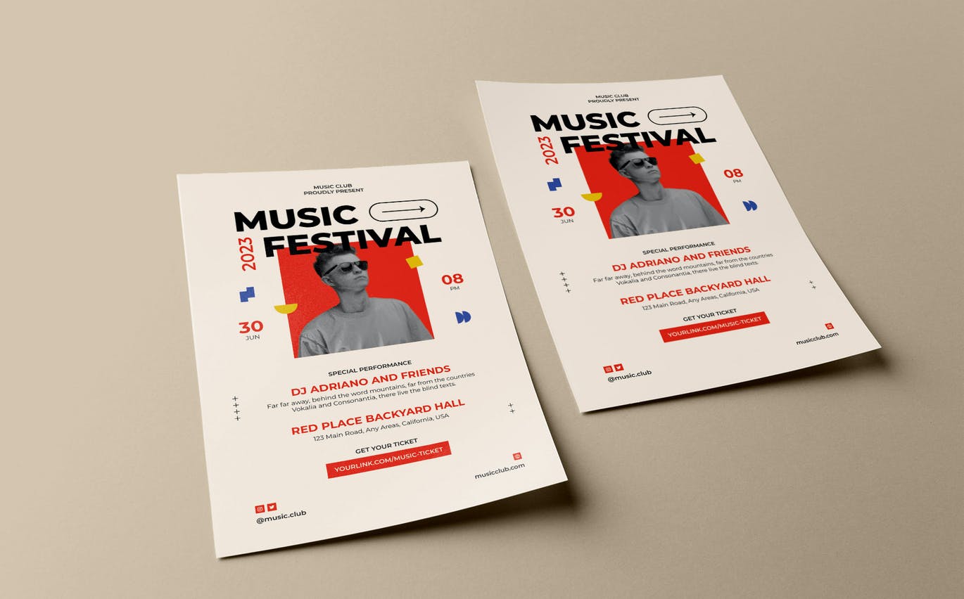 现代音乐节传单模板 Modern Music Festival Flyer Template 设计素材 第3张