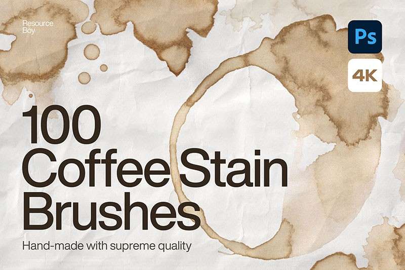 100个咖啡污渍图案Photoshop笔刷 笔刷资源 第1张