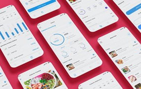 卡路里计数&膳食计划应用程序UI模板 Calorie, Food & Macros Counting & Meal Plan App UI
