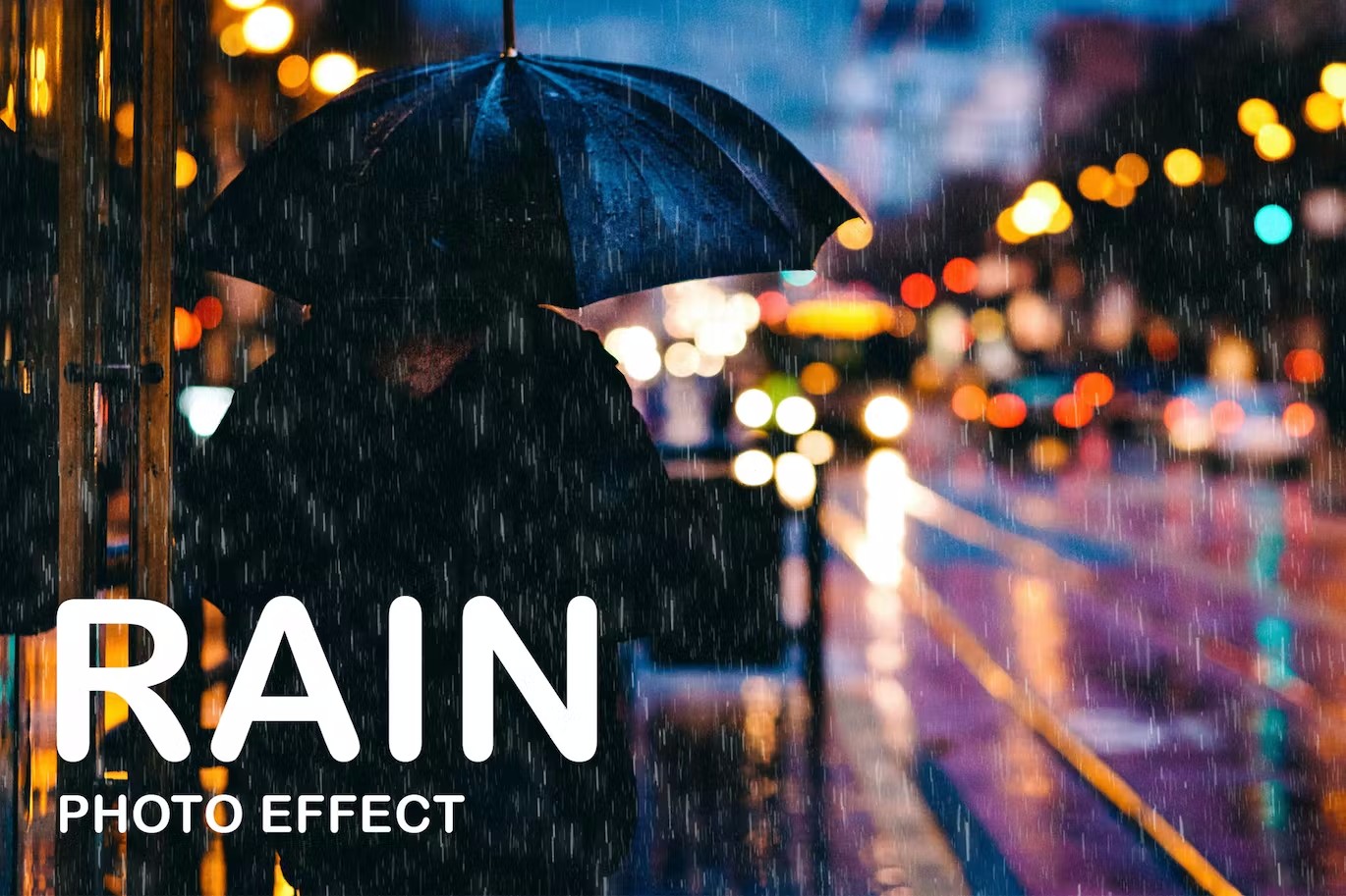 雨水叠层照片特效PS图层样式 Rain Photo Effect 插件预设 第1张