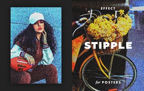 颗粒状点画效果海报模板 Stipple Photo Effect for Posters
