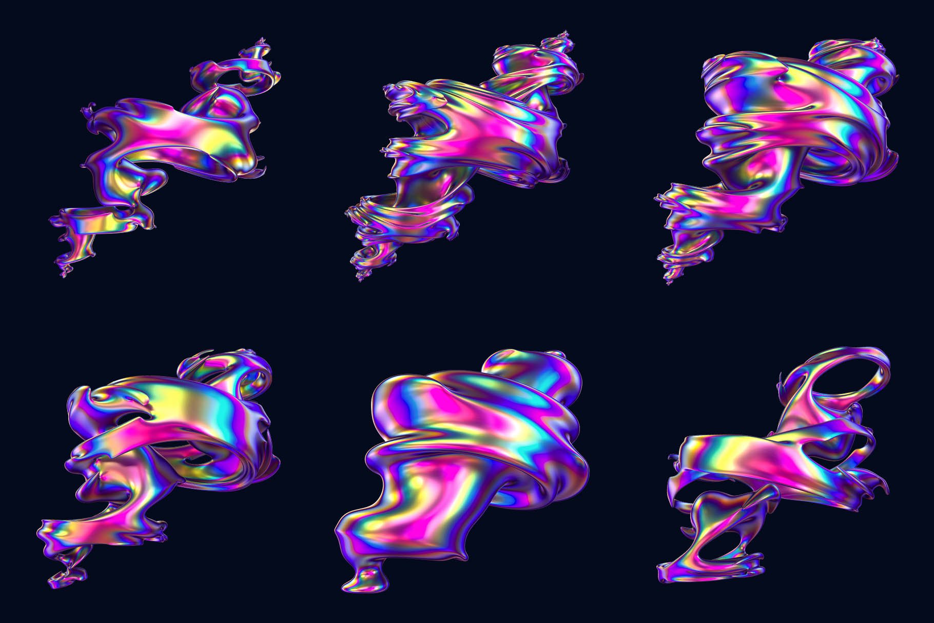 24+高级全息霓虹抽象旋风扭曲形状图案 Hyper Abstract Cyclone Shapes 图片素材 第4张