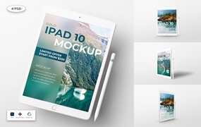 金色苹果iPad 10平板电脑样机 Gold Apple iPad 10 Mockup