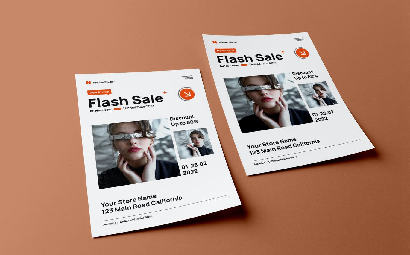 现代瑞士风格闪电销售传单模板 Flash Sale Flyer Template – Modern Swiss Style 设计素材 第4张