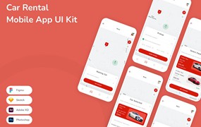 汽车租赁App应用程序UI工具包素材 Car Rental Mobile App UI Kit