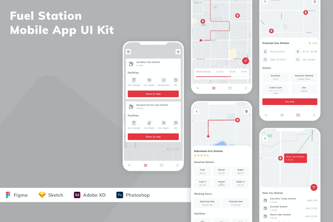 燃料站应用程序App设计UI工具包 Fuel Station Mobile App UI Kit APP UI 第1张