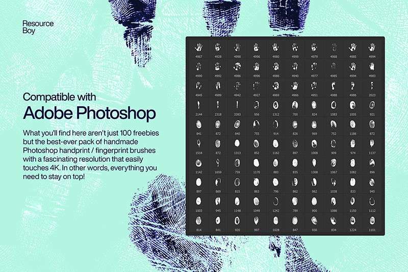100+手指纹图案Photoshop笔刷 笔刷资源 第2张
