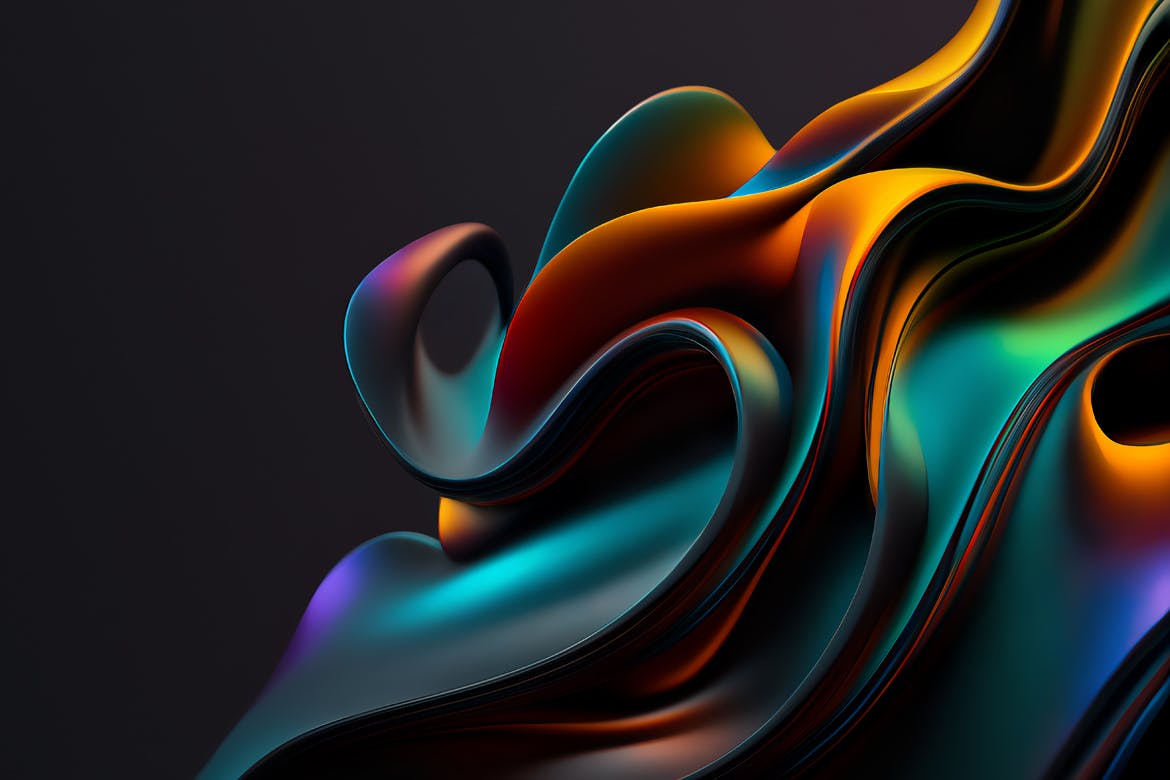 彩色3D形状抽象深色背景 Abstract 3D Background 图片素材 第1张