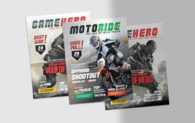摩托车手运动和战争游戏传单设计模板 Motor Biker Sports and Game War Flyer
