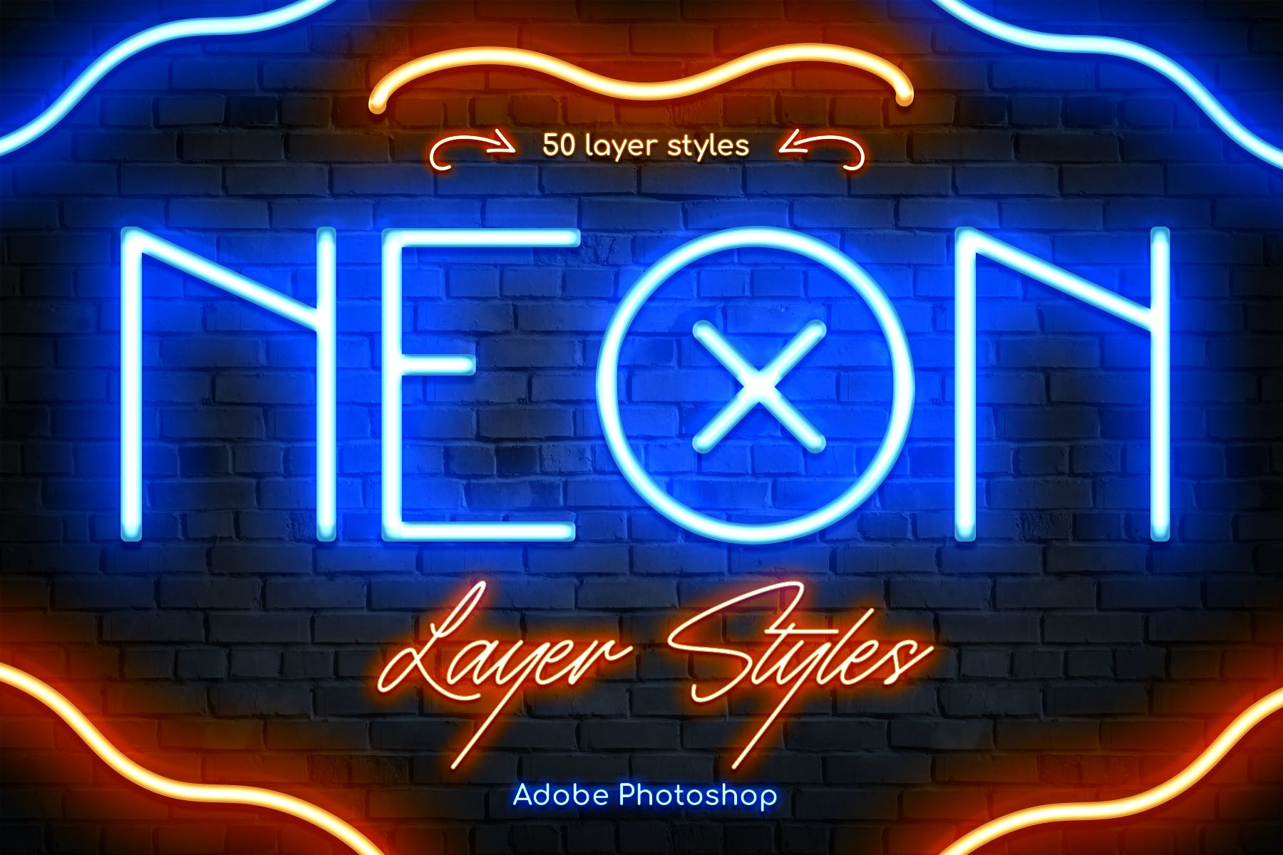 发光霓虹灯Photoshop图层样式 Neon Photoshop Layer Styles 图片素材 第1张