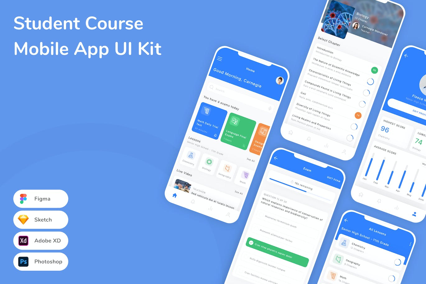 学生课程App应用程序UI工具包素材 Student Course Mobile App UI Kit APP UI 第1张