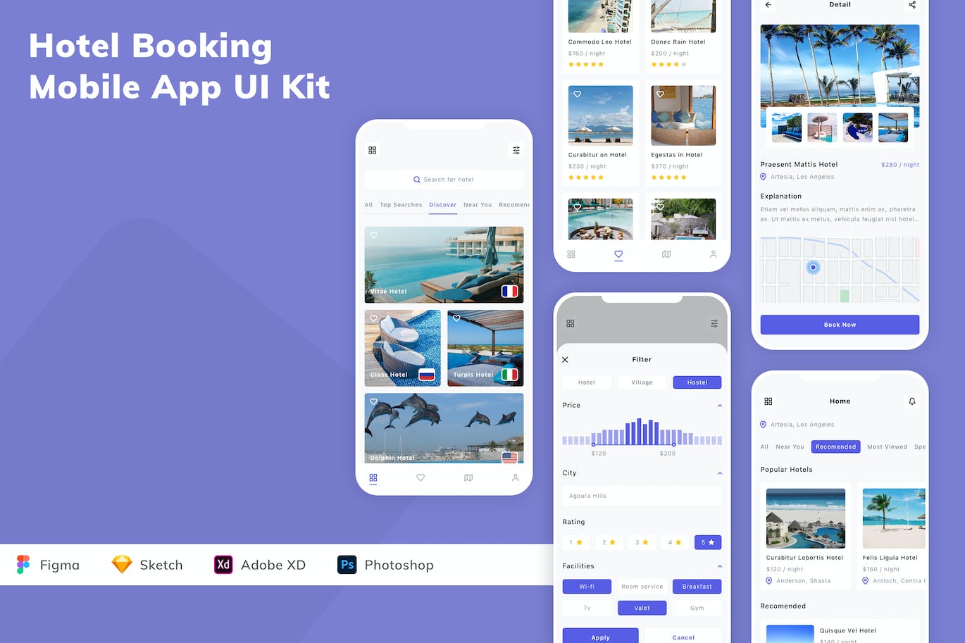 酒店预订应用程序App设计UI工具包 Hotel Booking Mobile App UI Kit APP UI 第1张