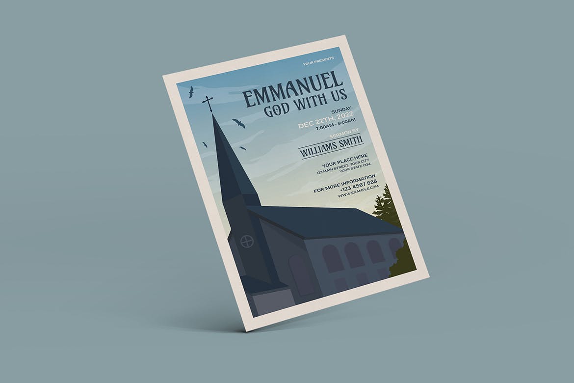 伊曼纽尔教堂活动传单海报设计模板 Emmanuel Church Flyer Template 设计素材 第5张