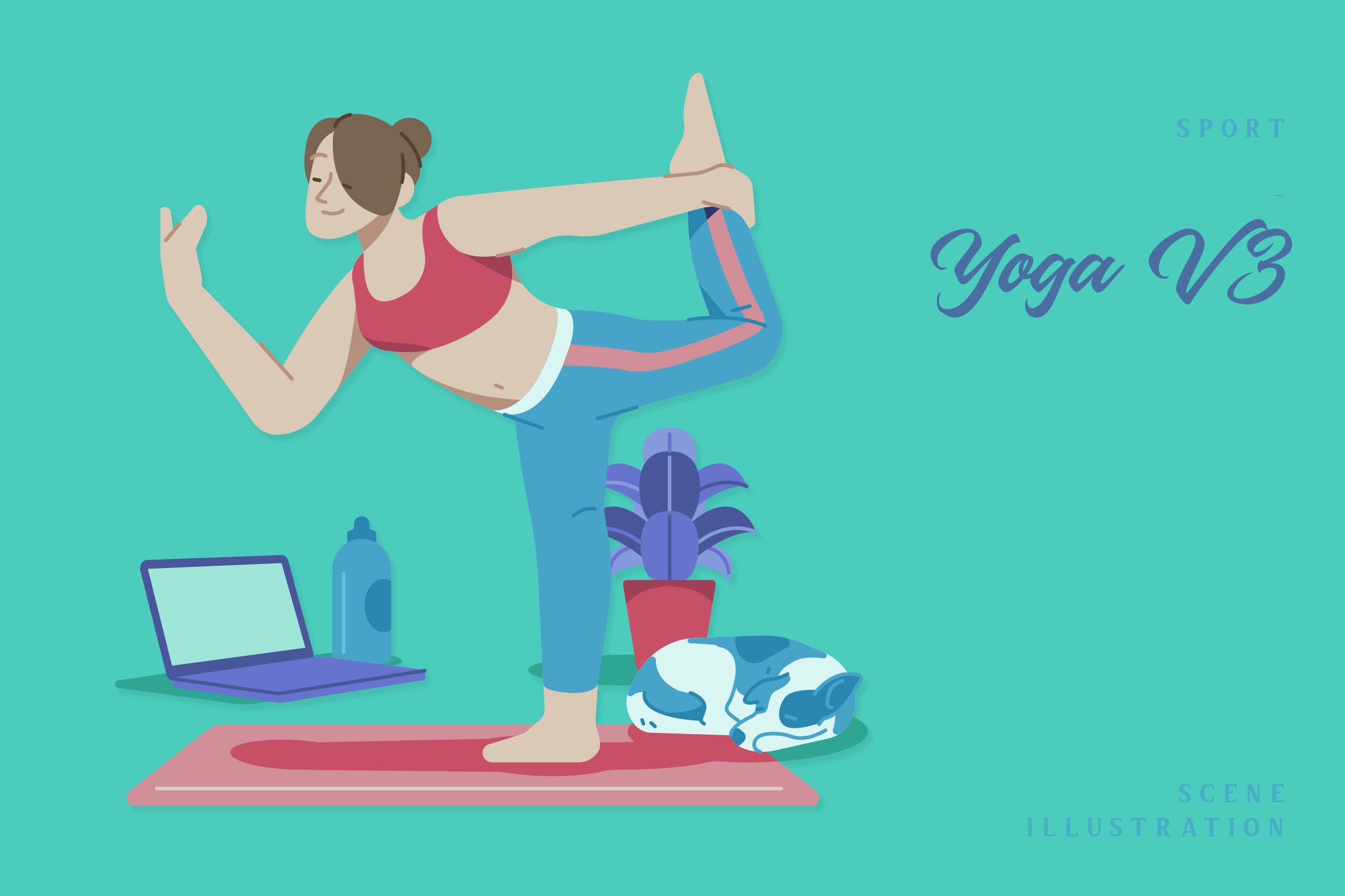 瑜伽运动场景插画v3 Sport – Yoga V3 Scene Illustration 图片素材 第1张