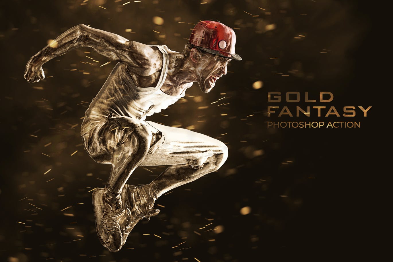 金色漆面效果照片处理PS动作 Gold Fantasy Photoshop Action 插件预设 第1张