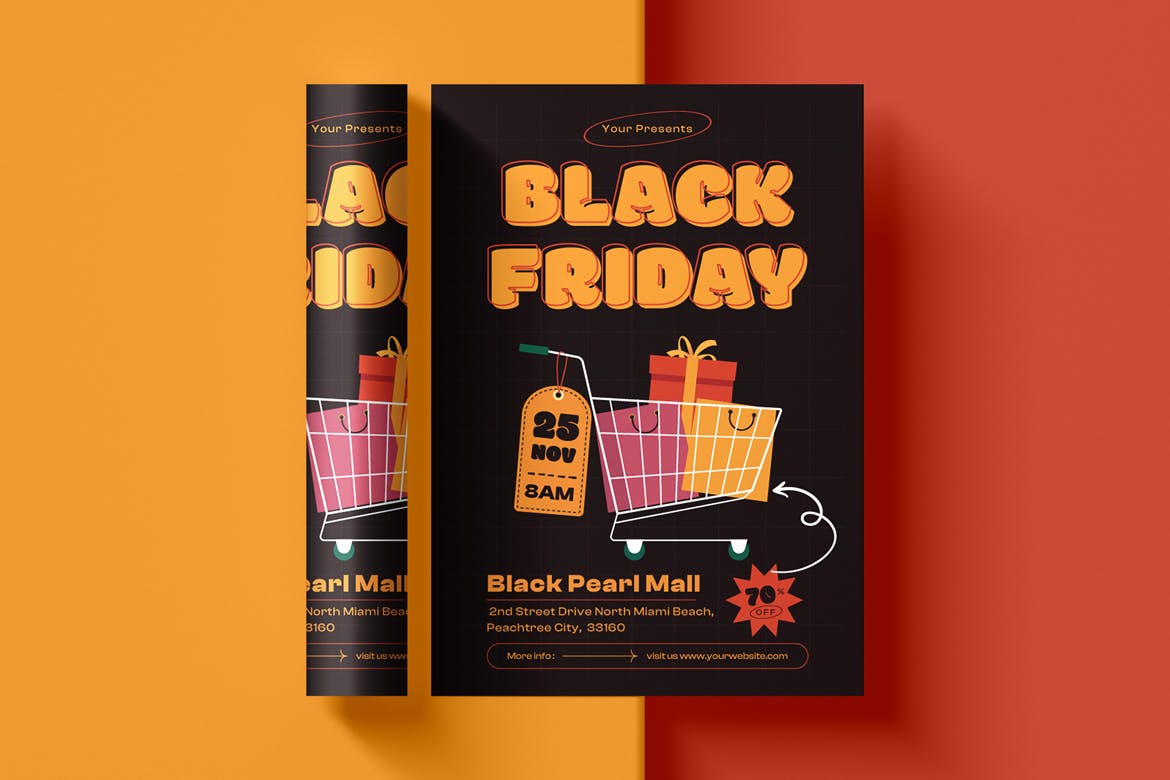 黑色星期五购物宣传单设计 Black Friday Flyer Template 设计素材 第2张
