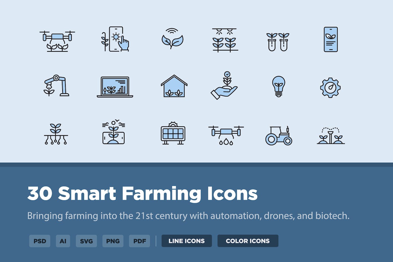 30个智能农业矢量图标 30 Smart Farming Icons 图标素材 第1张