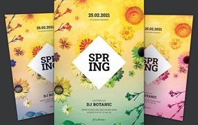 春季派对渐变宣传单模板 Spring Flyer