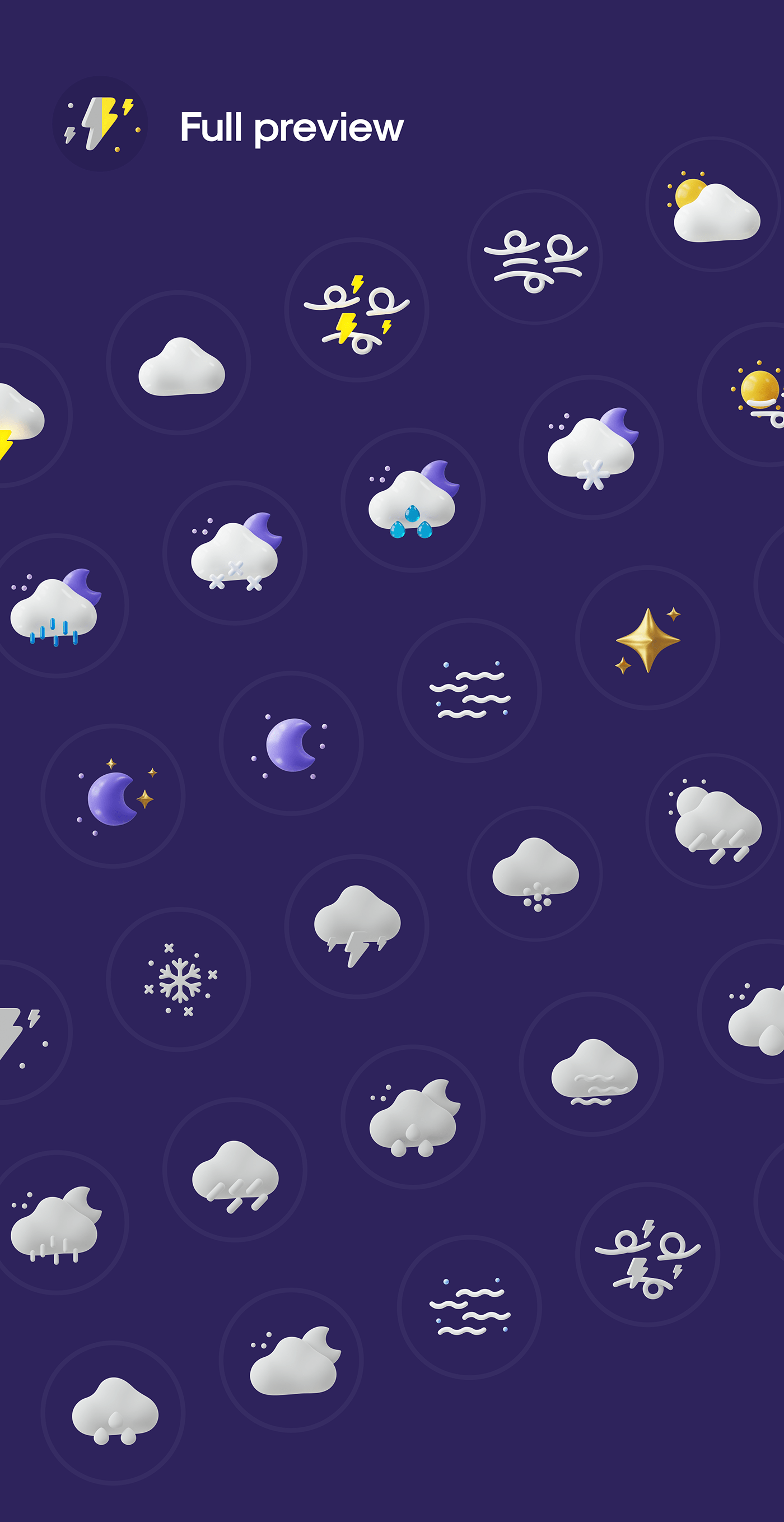 50多个3D高分辨率原始风格和粘土风格完美天气图标包 Weatherly 3D icons – 50+ Weather icons 图标素材 第8张