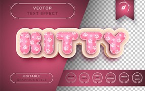 3D小猫脚印可编辑的文字效果 3D Kitty – Editable Text Effect, Font Style