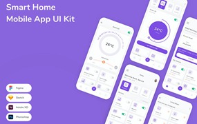 智能家居控制App应用程序UI工具包素材 Smart Home Mobile App UI Kit