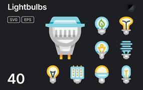 40个灯泡彩色样式图标 Basicons / Color / Lightbulbs Icons