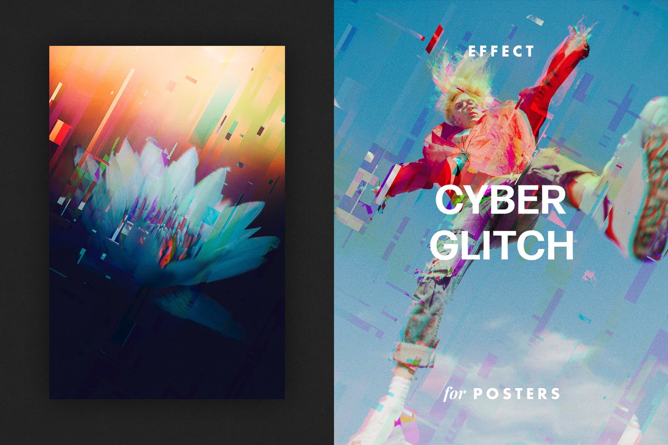 破碎故障失真效果海报模板 Cyber Glitch Effect for Posters 插件预设 第1张