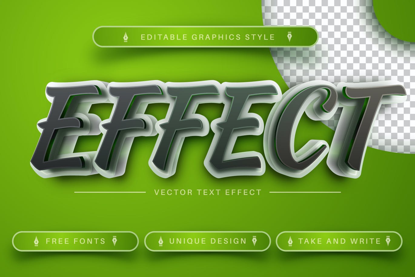 3D绿色可编辑的文字效果 3D Green – Editable Text Effect, Font Style 插件预设 第1张