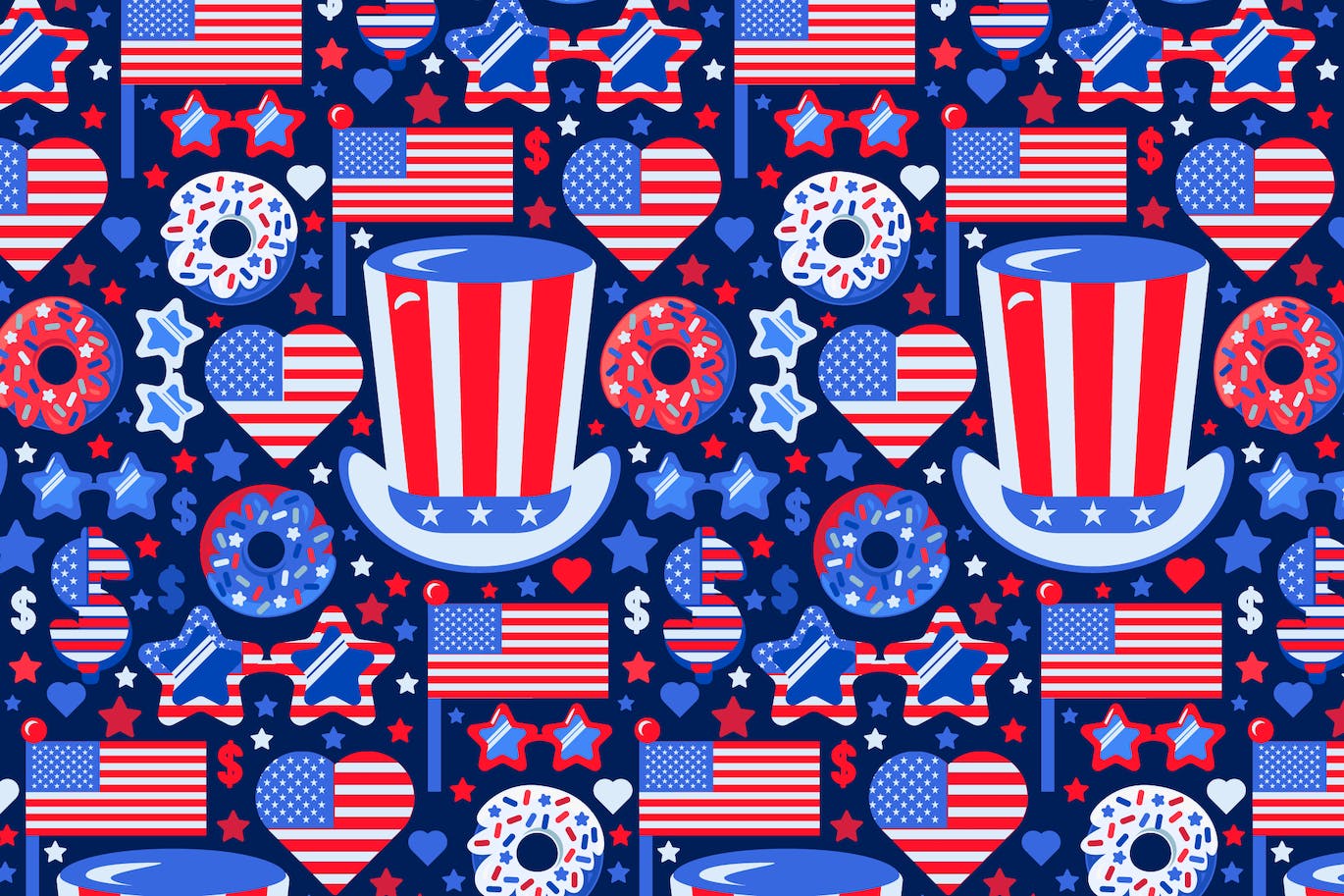 美国国家无缝图案素材 American National Seamless Pattern 图片素材 第1张