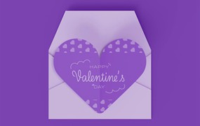 情人节信封&爱心纸张样机模板 Valentine’s Day Mockup