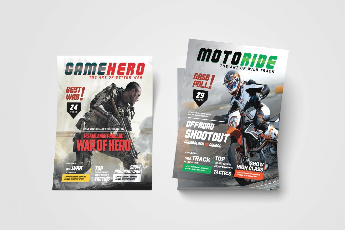 摩托车手运动和战争游戏传单设计模板 Motor Biker Sports and Game War Flyer 设计素材 第2张