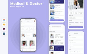 医疗&医生App移动应用设计UI工具包 Medical & Doctor Mobile App UI Kit