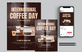 咖啡节日宣传单素材 Coffee Day – Flyer Template Set