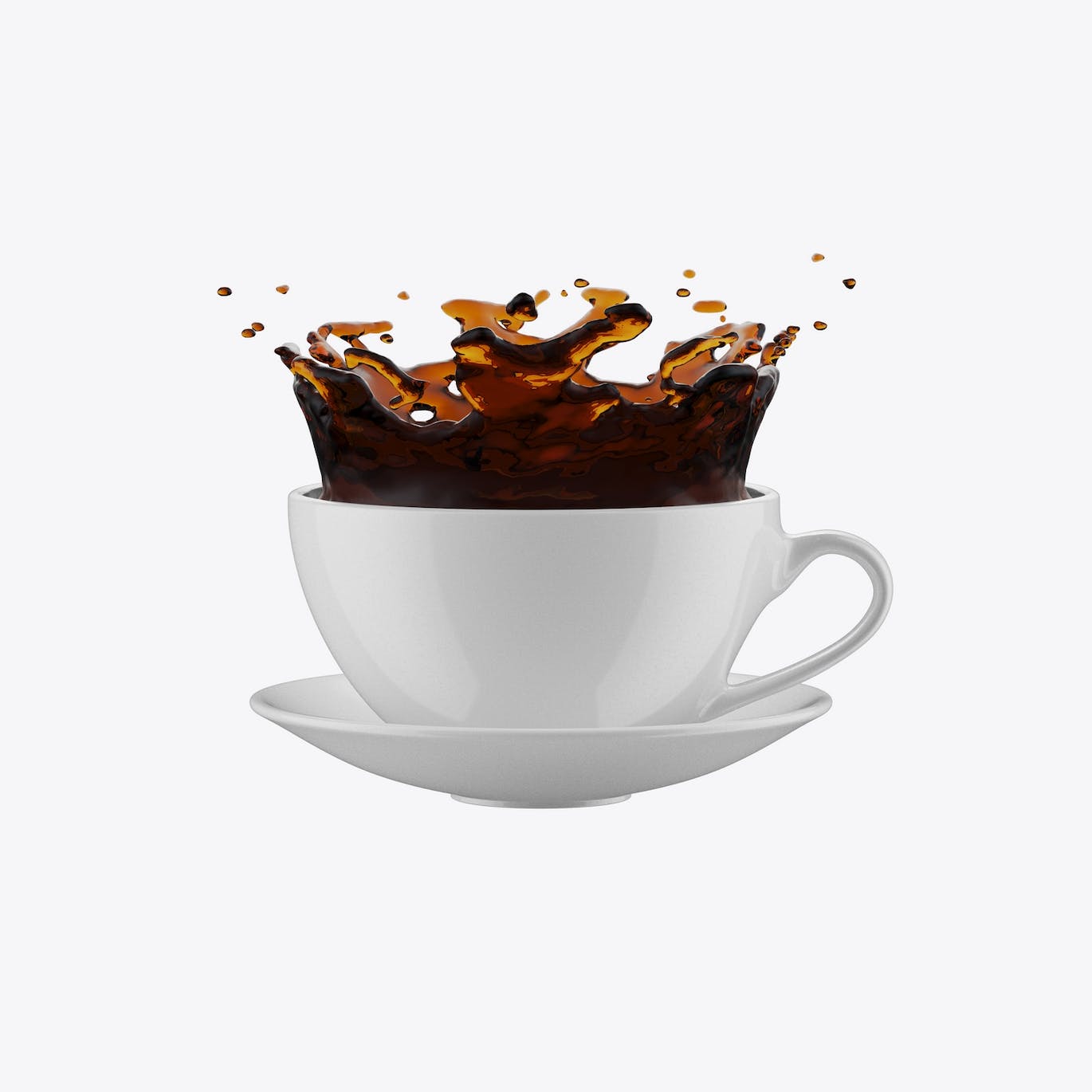托盘咖啡杯品牌设计样机 Colorfull Coffee Cup with Splash Mockup 样机素材 第2张