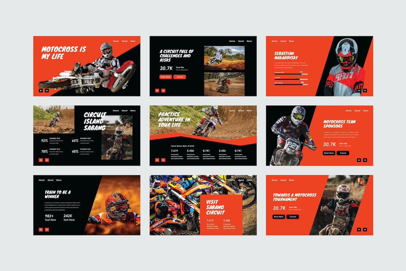 越野摩托车运动PPT创意模板 X-Trail – PowerPoint Template 幻灯图表 第7张