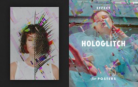 彩色故障效果海报模板 Hologlitch Effect for Posters