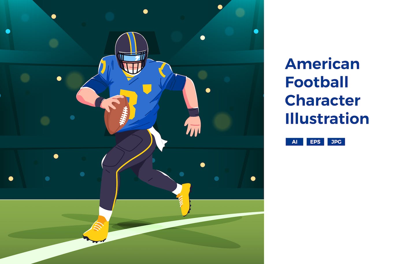美式足球人物插画 American Football Character Illustration 图片素材 第1张