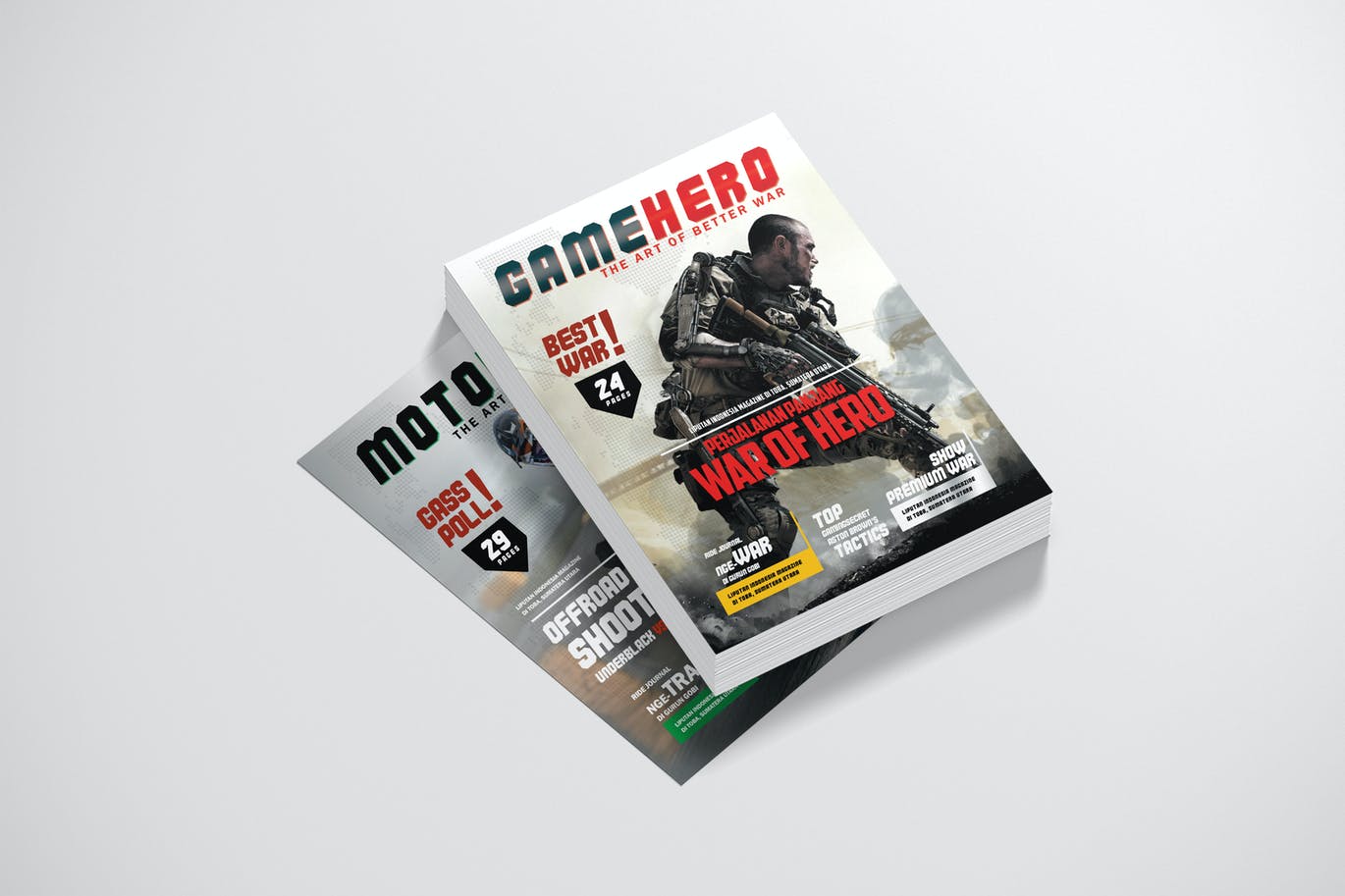 摩托车手运动和战争游戏传单设计模板 Motor Biker Sports and Game War Flyer 设计素材 第1张