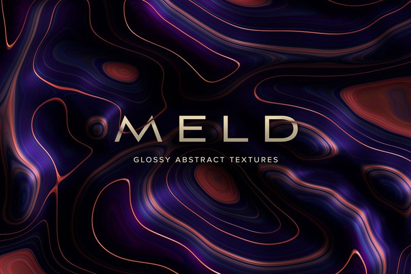 未来主义金属表面动态旋涡3D抽象纹理素材合辑 Meld: Glossy Abstract 3D Textures 图片素材 第1张