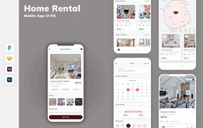 房屋租赁App移动应用设计UI工具包 Home Rental Mobile App UI Kit