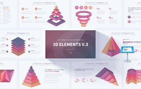 3D信息图表元素Keynote幻灯片模板v3 3D Elements V.3 – Keynote Infographics Slides