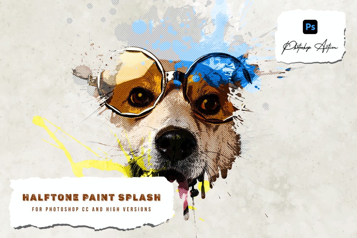 半色调泼墨效果PS动作 Halftone Paint Splash Photoshop Action 插件预设 第1张