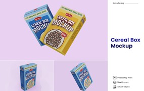 谷类食品包装盒设计样机 Cereals Box Packaging Realistic Mockup 3 Views