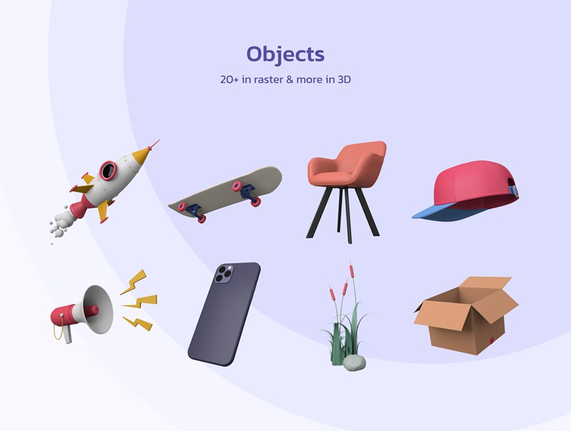 OU！趣味性和标志性特征的3D插图程序包 OUUU!!! 3D Illustration 设计素材 第4张
