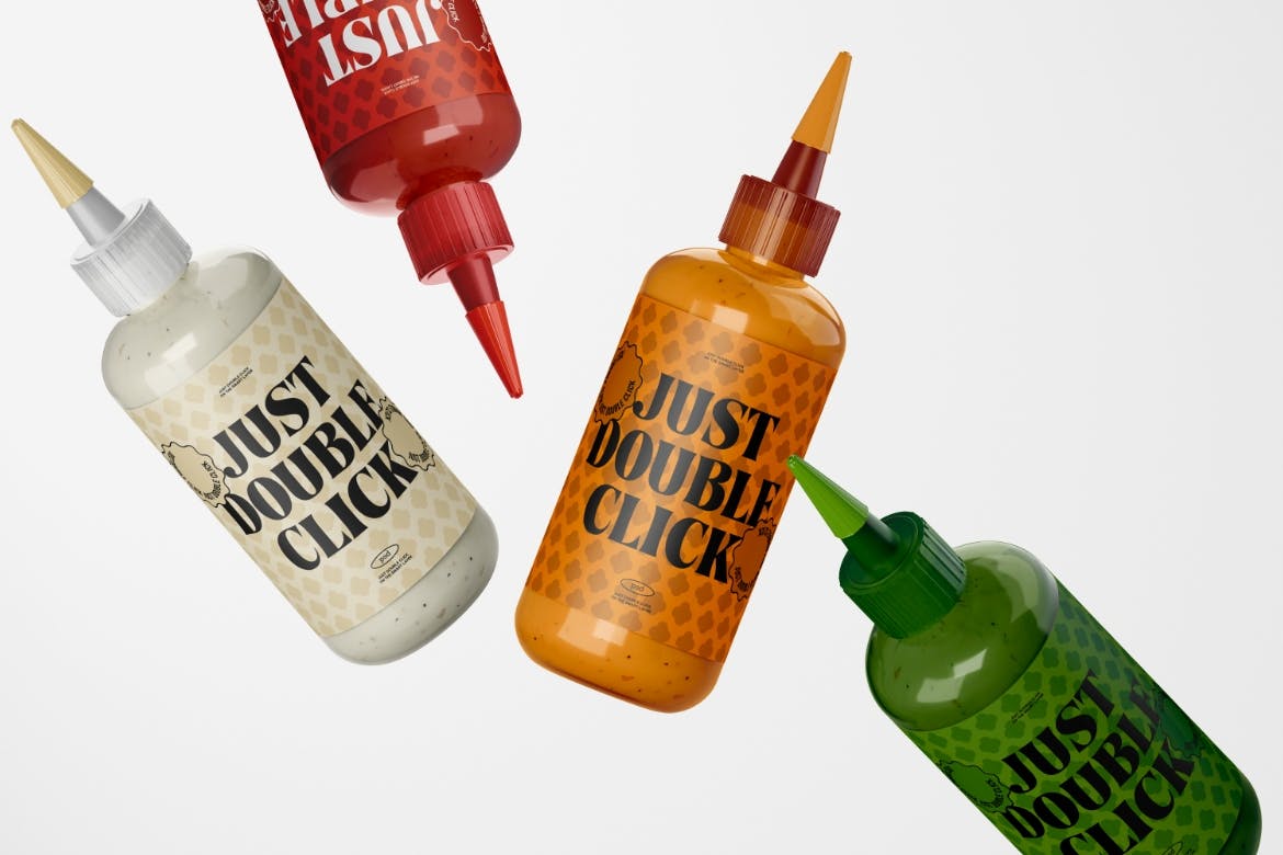 酱料塑料瓶包装设计样机套装 Sauce Bottle Mockup Set 样机素材 第3张
