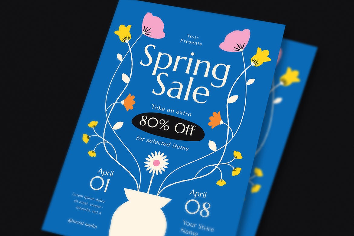 春季促销活动宣传单模板下载 Spring Sale Event Flyer Set 设计素材 第4张