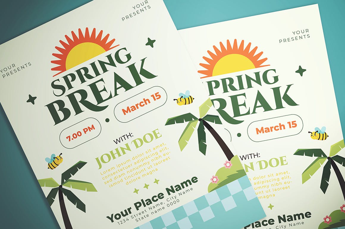 春天假期海报设计模板 Spring Break Flyer 设计素材 第2张