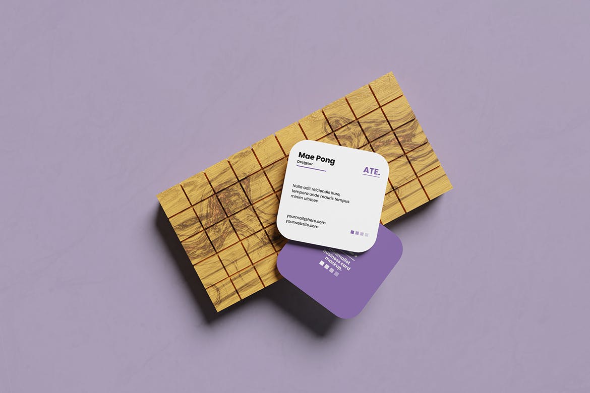 时尚圆角方形名片设计样机 Stylish Square Business Card Mockup 样机素材 第4张