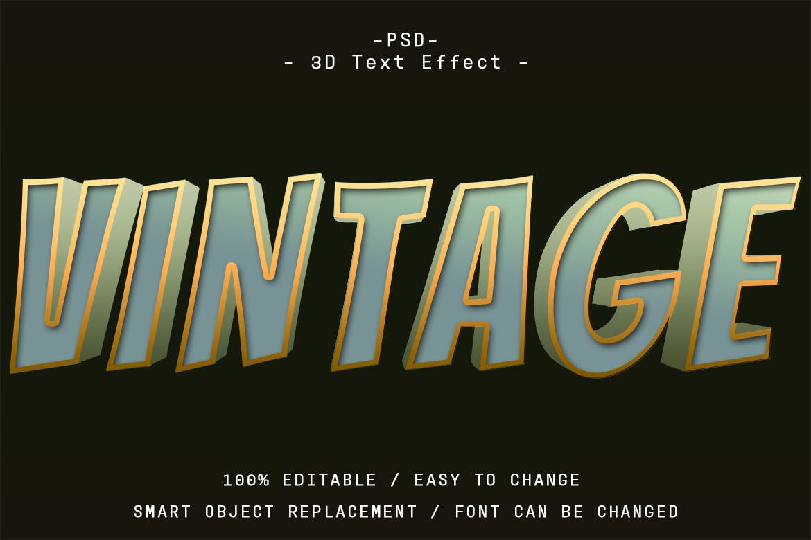 复古3D图层样式文字效果 6 Psd Vintage 3d Text Effect 插件预设 第3张